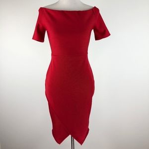 Fashion Nova XL Asymmetrical Cocktail Dress Red